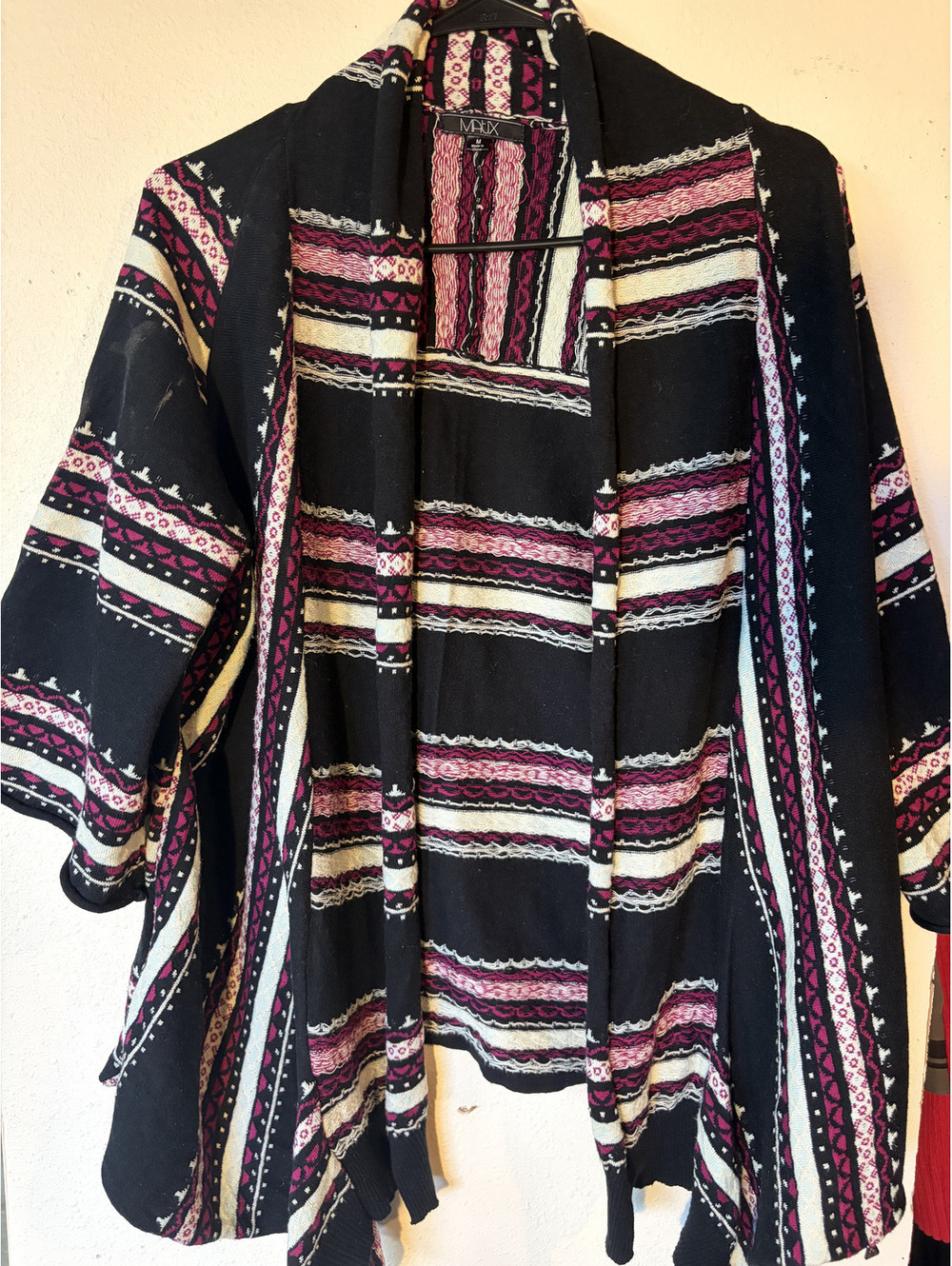 Matix Women’s Geometric Open Front Cardigan – Size M